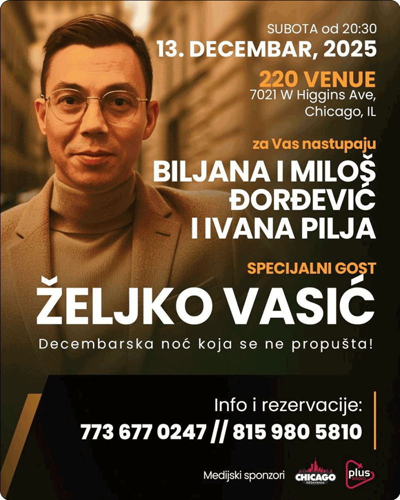 Oficijelni poster za koncert u 220 Venue – decembarska noć u kojoj Čikago peva uz Željka Vasića