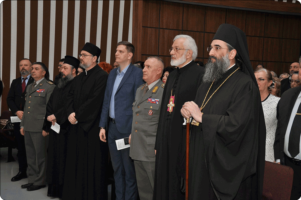 Otac Miloš Vesin na Svetosavskoj akademiji u Nišu; Foto: NCPD Branko, Niš