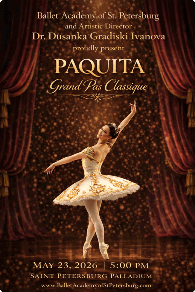 Poster baletskog spektakla Paquita – Grand Pas Classique u Saint Petersburg Palladiumu